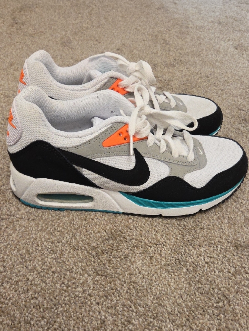 Nike White, Black, Gray, Orange & Teal Retro Running Shoes - Picture 4 of 7